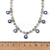 Alloy Enamel Blye Evil Eye Pendant Faceted Round Natural Labradorite Beaded 304 Stainless Steel Satellite Chain Double Layer Necklaces NJEW-JN06542-4