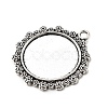 Tibetan Style Alloy Flat Round Pendant Cabochon Settings TIBEP-5353-AS-LF-2
