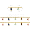 Colorful Glass Heart & Rectangle Charms Chains CHC-F844-09G-2