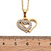 304 Stainless Steel Crystal Rhinestone Heart Pendant Cable Chain Necklaces for Women NJEW-Z056-01B-G-5