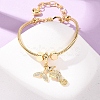 Sea Horse Brass Micro Pave Clear Cubic Zirconia Charm Bracelets BJEW-H640-05B-G-3