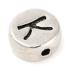 925 Sterling Silver Flat Round with Letter Beads LS-STER-G044-01AS-K-2