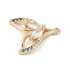 Brass Pave Light Sky Blue and Clear Cubic Zirconia Sea Animal Connector Charms KK-M326-07C-G-2