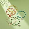 Acrylic Beaded Stretch Bracelet with Alloy Enamel Charms for Women BJEW-JB08727-2