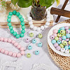 140Pcs 7 Colors Spray Painted Wood European Beads WOOD-GL0001-18-5