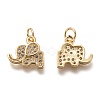 Brass Micro Pave Clear Cubic Zirconia Charms ZIRC-C020-35G-2