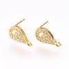 Brass Micro Pave Cubic Zirconia Stud Earring Findings X-KK-F753-04G-RS-1
