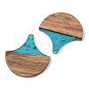 Transparent Resin & Walnut Wood Pendants RESI-S389-046B-B03-2