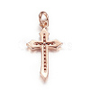 Brass Micro Pave Cubic Zirconia Pendants X-ZIRC-P060-21RG-2