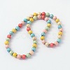 Children's Day Gift Dyed Drum Wood Beaded Kids Necklaces & Stretch Bracelets Jewelry Sets SJEW-JS00859-2