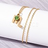 304 Stainless Steel Glass Drill Birth Stone Constellation Pendant Necklaces STAS-D305-08G-H-4