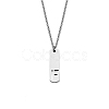 304 Stainless Steel Rectangle with Laser Cut Initial Pendant Necklaces FS-WG71FEF-10-1