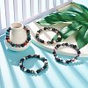 Gemstone & Lava Rock & Synthetic Hematite Round Beaded Stretch Bracelet BJEW-JB07972-2