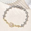 Brass Micro Pave Cubic Zirconia Link Chain Bracelets for Women BJEW-C156-04A-01GP-2