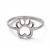 Non-Tarnish 201 Stainless Steel Paw Print Finger Ring RJEW-J051-25P-2