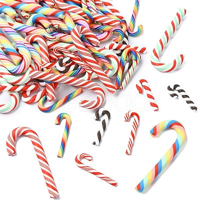 60Pcs 10 Styles Christmas Theme Polymer Clay Artificial Candy Cane FIND-CJ0002-89-1