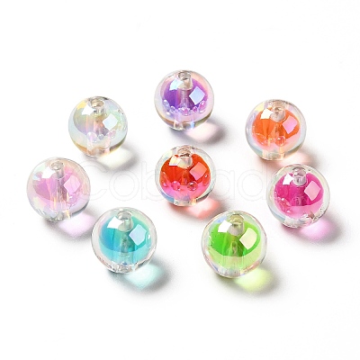 Two Tone UV Plating Rainbow Iridescent Acrylic Beads TACR-D010-03A-1