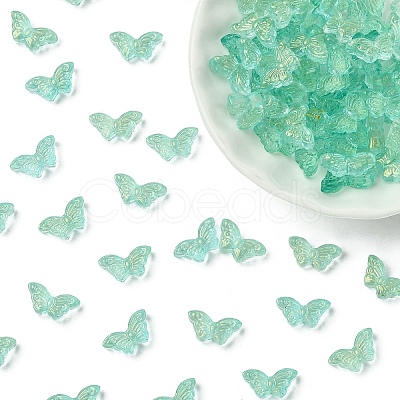 100Pcs Transparent Spray Painted Glass Beads GLAA-YW0005-09B-1