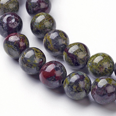 Natural Dragon Blood Jasper Beads Strands G-G957-24-6mm-1