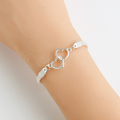 Double Heart Alloy Link Bracelets FS-WGC61CE-02-1