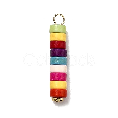 Dyed Synthetic Turquoise Column Pendants PALLOY-JF04536-02-1