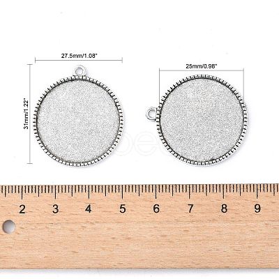 Tibetan Style Alloy Flat Round Pendant Cabochon Settings TIBEP-Q045-068G-AS-RS-1