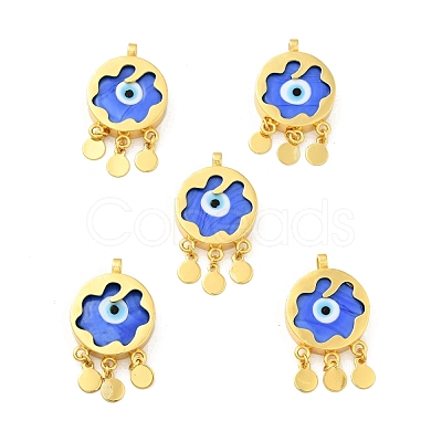 Rack Plating Handmade Evil Eye Lampwork Pendants KK-F838-01G-G-1