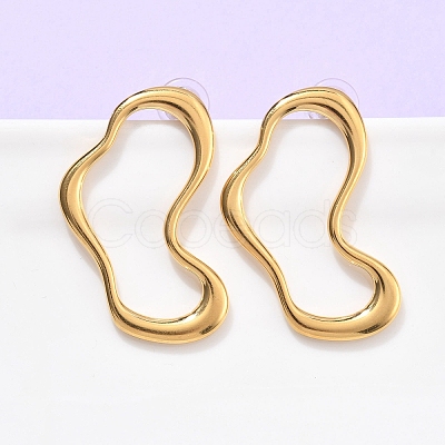 304 Stainless Steel Stud Earrings EJEW-U060-02B-G-1