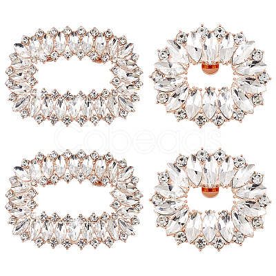 PandaHall Elite 4Pcs 2 Style Alloy Crystal Rhinestone Shoe Decorations AJEW-PH0011-49KCG-1