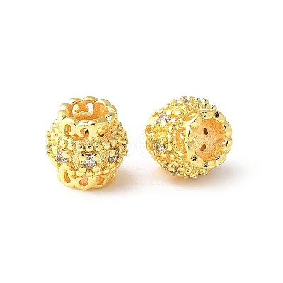 Brass Micro Pave Cubic Zirconia European Beads KK-U067-08G-06-1