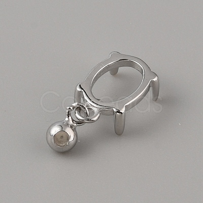 Rhodium Plated 925 Sterling Silver Pendant Cabochon Settings STER-WH0010-29-1