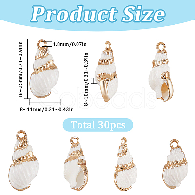 30Pcs Electroplated Spiral Shell Pendants SSHEL-SC0001-29A-1