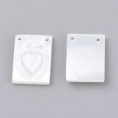 Natural White Shell Mother of Pearl Shell Charms SSHEL-L018-006-1