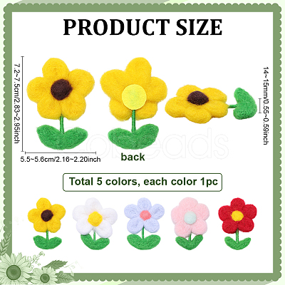 5Pcs 5 Colors Handmade Wool Felt Ornament DIY-PH0034-68-1
