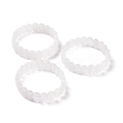 Natural Quartz Crystal Oval Beaded Stretch Bracelet G-E010-01P-1