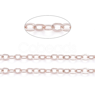 Brass Flat Oval Cable Chains CH030-RG-1