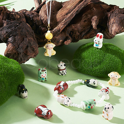 7Pcs 7 Styles Handmade Porcelain Beads PORC-TA0001-33-1