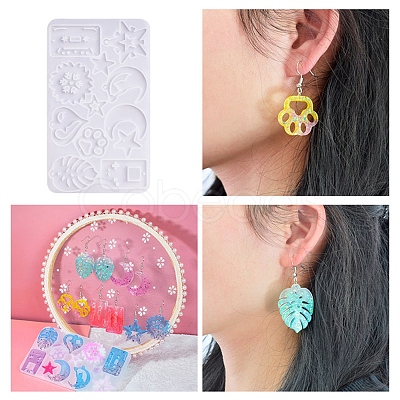 DIY Heart/Moon/Monstera Leaf Pendant Silicone Molds DIY-FS0004-62-1
