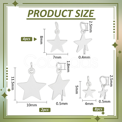 14Pcs 3 Styles 925 Sterling Silver Star Charms STER-BC0003-10-1