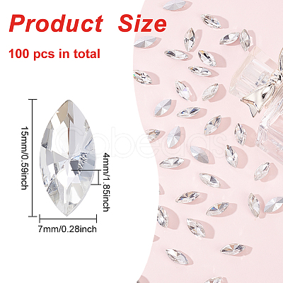 Fingerinspire 100Pcs Pointed Back Glass Rhinestone Cabochons RGLA-FG0001-05A-1