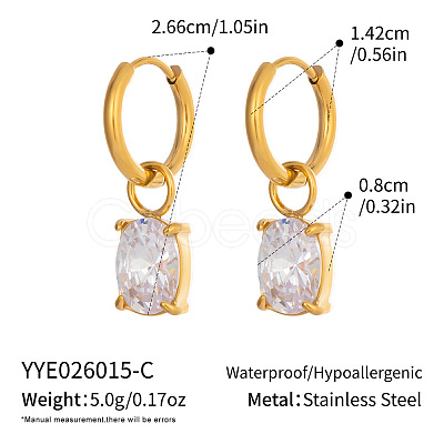304 Stainless Steel Pave Cubic Zirconia Hoop Dangle Earrings for Women EU1593-3-1