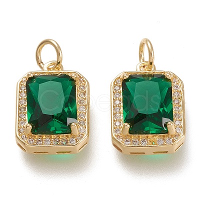 Brass Glass Charms ZIRC-F116-09C-G-1