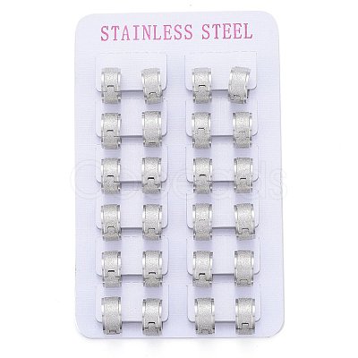 Tarnish Resistant Textured 304 Stainless Steel Huggie Hoop Earrings EJEW-L252-017P-1
