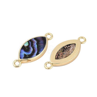 Brass Pave Natural Paua Shell Connector Charms KK-M299-01C-G-1