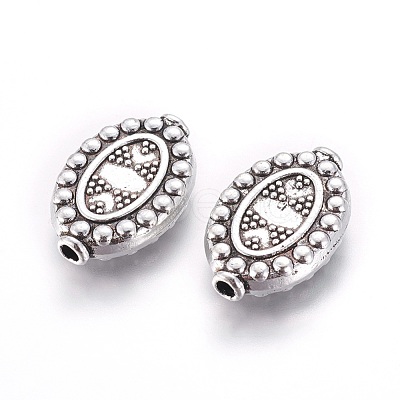 Tibetan Style Alloy Oval Beads TIBEB-2223-AS-LF-1