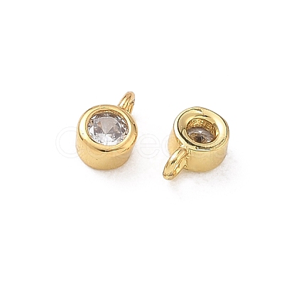 Brass Micro Pave Clear Cubic Zirconia Charms KK-D289-48B-G-1