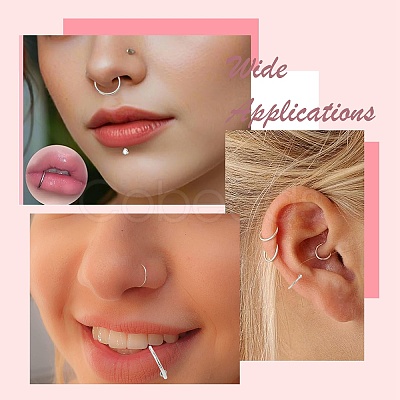 40Pcs 20 Styles 316L Surgical Stainless Steel & 316 Surgical Stainless Steel Hoop Nose Rings & Labrets AJEW-CJ0001-73-1