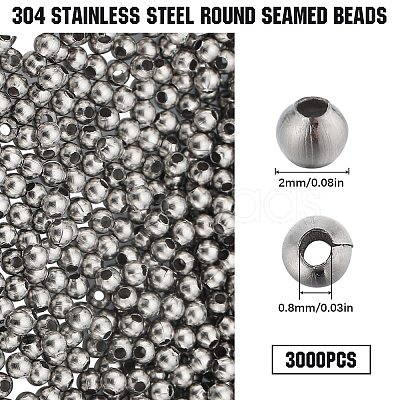 304 Stainless Steel Round Seamed Beads STAS-SC0006-95A-1