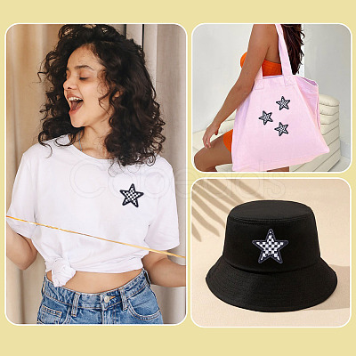 8Pcs Star with Lattice Computerized Embroidery Polyester Iron on/Sew on Patches PATC-TA0001-49C-1