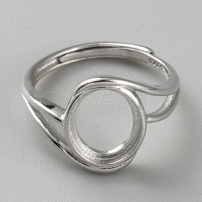 Rhodium Plated 925 Sterling Silver Adjustable Ring Components LS-FIND-WH0152-692P-1